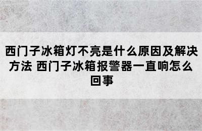 西门子冰箱灯不亮是什么原因及解决方法 西门子冰箱报警器一直响怎么回事